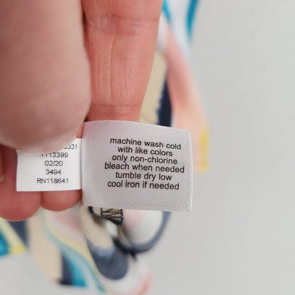 Lane Bryant Shirt Women 14 Pink Blue Colorful Striped Belted Satin Blouse Career - Picture 9 of 11